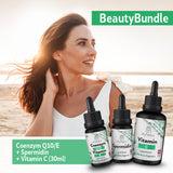 Laden Sie das Bild in den Galerie-Viewer, MyNatur Beauty Bundle mit Coenzym Q10, Spermidin und Vitamin C. Flüssige Vitalstoffe, mit Mizellen Technologie für hohe Bioverfügbarkeit