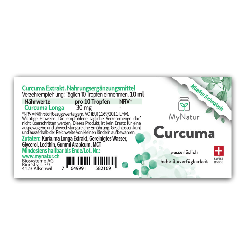 Inhaltsstoffe und Produktangaben - MyNatur Curcuma | Kurkuma Tropfen