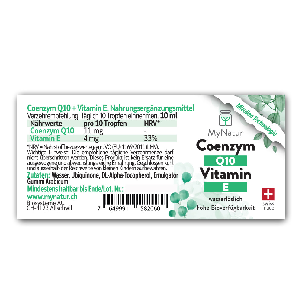 Inhaltsstoffe und Produktangaben - MyNatur Vitamine Q10/E Tropfen