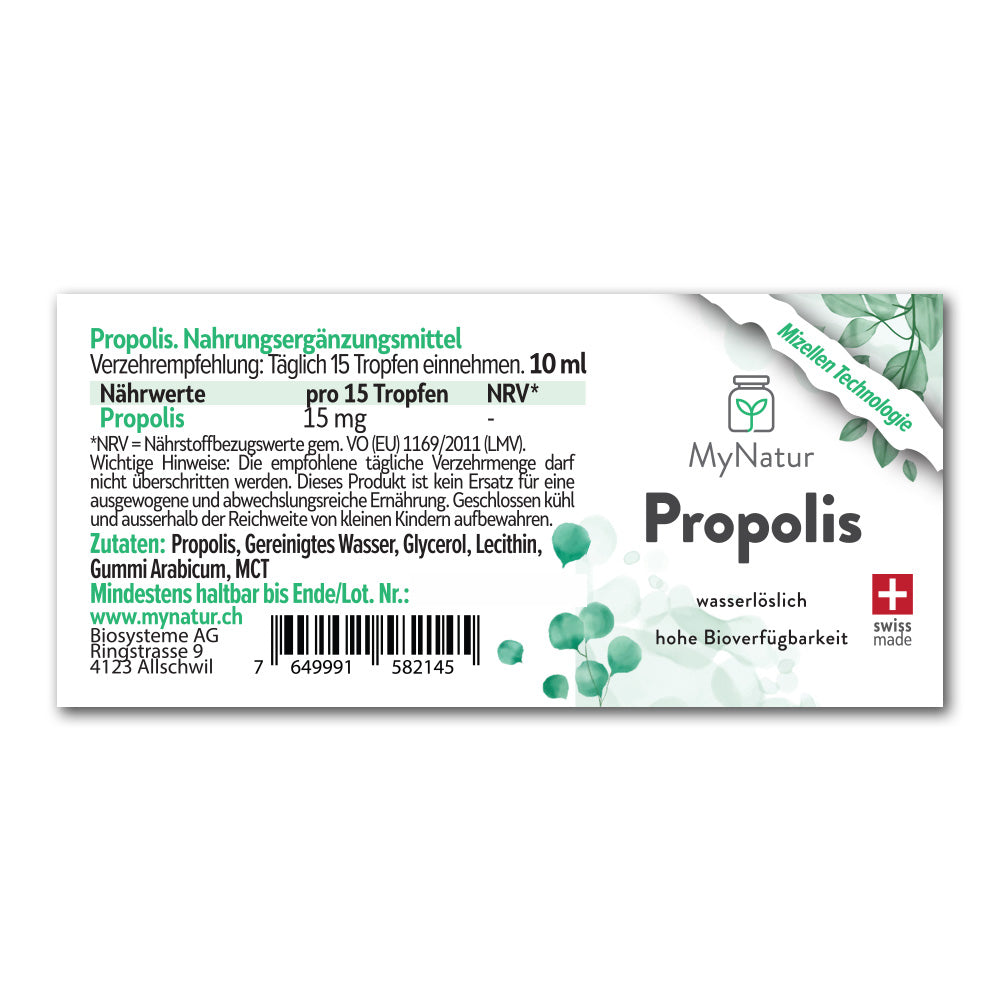Inhaltsstoffe und Produktangaben - MyNatur Propolis Tropfen