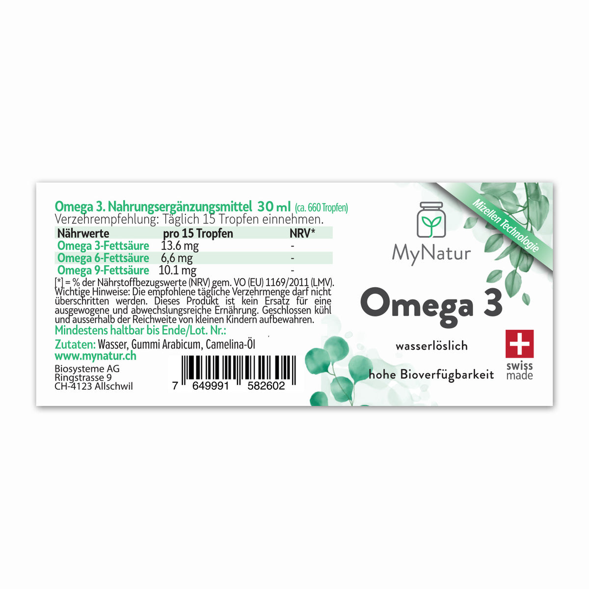 Inhaltsstoffe und Produktangaben - MyNatur Omega 3